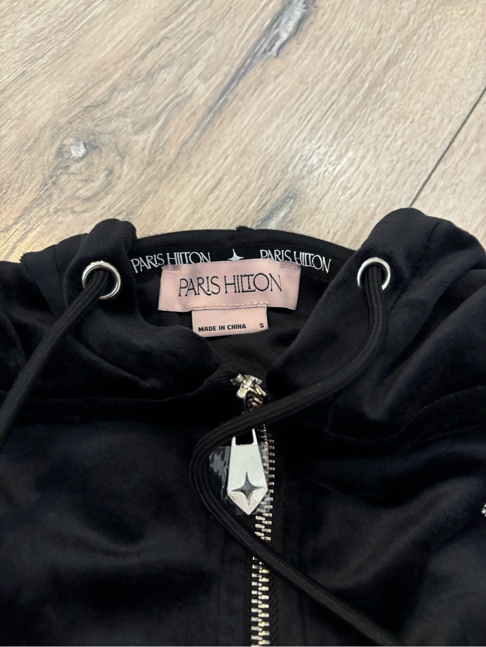 Black Velour Star Zip Hoodie & Jogger Set - Picture 3 of 3